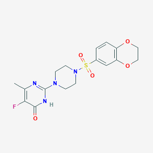 molecular formula C17H19FN4O5S B6454479 2-[4-(2,3-dihydro-1,4-benzodioxine-6-sulfonyl)piperazin-1-yl]-5-fluoro-6-methyl-3,4-dihydropyrimidin-4-one CAS No. 2549005-83-4