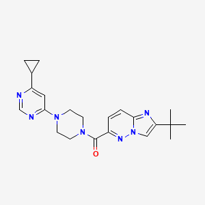 molecular formula C22H27N7O B6454752 4-(4-{2-tert-butylimidazo[1,2-b]pyridazine-6-carbonyl}piperazin-1-yl)-6-cyclopropylpyrimidine CAS No. 2549027-84-9