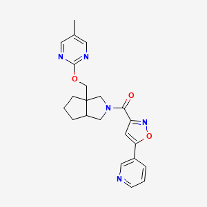 molecular formula C22H23N5O3 B6455166 5-methyl-2-({2-[5-(pyridin-3-yl)-1,2-oxazole-3-carbonyl]-octahydrocyclopenta[c]pyrrol-3a-yl}methoxy)pyrimidine CAS No. 2549024-80-6