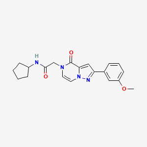 molecular formula C20H22N4O3 B6455453 N-cyclopentyl-2-[2-(3-methoxyphenyl)-4-oxo-4H,5H-pyrazolo[1,5-a]pyrazin-5-yl]acetamide CAS No. 2325345-36-4