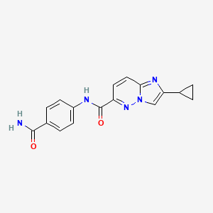 molecular formula C17H15N5O2 B6455472 N-(4-carbamoylphenyl)-2-cyclopropylimidazo[1,2-b]pyridazine-6-carboxamide CAS No. 2549042-10-4