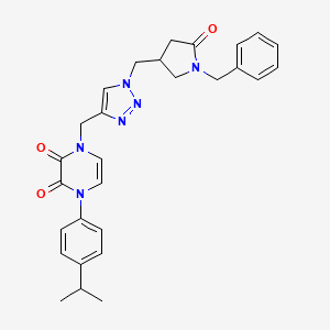 1-({1-[(1-benzyl-5-oxopyrrolidin-3-yl)methyl]-1H-1,2,3-triazol-4-yl}methyl)-4-[4-(propan-2-yl)phenyl]-1,2,3,4-tetrahydropyrazine-2,3-dione