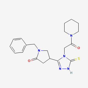 1-benzyl-4-{4-[2-oxo-2-(piperidin-1-yl)ethyl]-5-sulfanylidene-4,5-dihydro-1H-1,2,4-triazol-3-yl}pyrrolidin-2-one