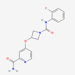 molecular formula C16H15FN4O3 B6456200 4-({1-[(2-fluorophenyl)carbamoyl]azetidin-3-yl}oxy)pyridine-2-carboxamide CAS No. 2549052-21-1