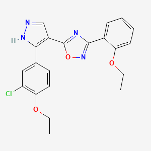 molecular formula C21H19ClN4O3 B6456483 5-[3-(3-chloro-4-ethoxyphenyl)-1H-pyrazol-4-yl]-3-(2-ethoxyphenyl)-1,2,4-oxadiazole CAS No. 2326022-92-6