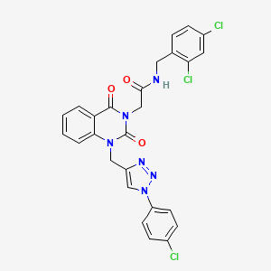 molecular formula C26H19Cl3N6O3 B6456495 2-(1-{[1-(4-chlorophenyl)-1H-1,2,3-triazol-4-yl]methyl}-2,4-dioxo-1,2,3,4-tetrahydroquinazolin-3-yl)-N-[(2,4-dichlorophenyl)methyl]acetamide CAS No. 2548998-77-0