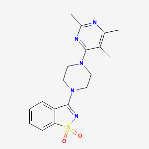 molecular formula C18H21N5O2S B6457360 3-[4-(2,5,6-trimethylpyrimidin-4-yl)piperazin-1-yl]-1,2-benzothiazole 1,1-dioxide CAS No. 2549030-54-6