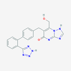 molecular formula C20H16N8O2 B064579 (1,2,4)Triazolo(1,5-a)pyrimidin-5(1H)-one, 7-(hydroxymethyl)-6-((2'-(1H-tetrazol-5-yl)(1,1'-biphenyl)-4-yl)methyl)- CAS No. 168153-00-2
