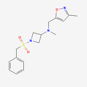 molecular formula C16H21N3O3S B6457919 N-methyl-N-[(3-methyl-1,2-oxazol-5-yl)methyl]-1-phenylmethanesulfonylazetidin-3-amine CAS No. 2549008-55-9