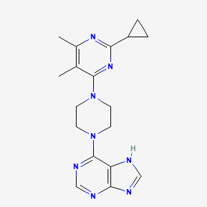 molecular formula C18H22N8 B6458046 6-[4-(2-cyclopropyl-5,6-dimethylpyrimidin-4-yl)piperazin-1-yl]-9H-purine CAS No. 2549019-98-7