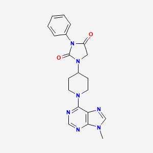 molecular formula C20H21N7O2 B6458093 1-[1-(9-methyl-9H-purin-6-yl)piperidin-4-yl]-3-phenylimidazolidine-2,4-dione CAS No. 2548998-65-6