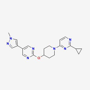 molecular formula C20H23N7O B6459317 2-cyclopropyl-4-(4-{[5-(1-methyl-1H-pyrazol-4-yl)pyrimidin-2-yl]oxy}piperidin-1-yl)pyrimidine CAS No. 2548992-30-7