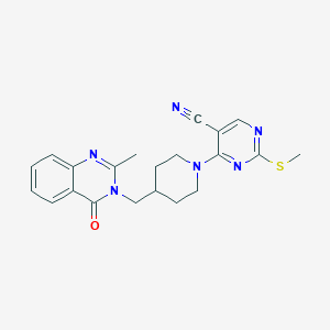 molecular formula C21H22N6OS B6459366 4-{4-[(2-methyl-4-oxo-3,4-dihydroquinazolin-3-yl)methyl]piperidin-1-yl}-2-(methylsulfanyl)pyrimidine-5-carbonitrile CAS No. 2549037-58-1