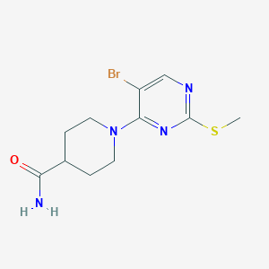 B6459799 1-[5-bromo-2-(methylsulfanyl)pyrimidin-4-yl]piperidine-4-carboxamide CAS No. 2549050-21-5