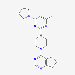 2-(4-{5H,6H,7H-cyclopenta[d]pyrimidin-4-yl}piperazin-1-yl)-4-methyl-6-(pyrrolidin-1-yl)pyrimidine