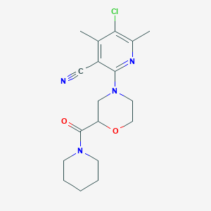 molecular formula C18H23ClN4O2 B6460573 5-chloro-4,6-dimethyl-2-[2-(piperidine-1-carbonyl)morpholin-4-yl]pyridine-3-carbonitrile CAS No. 2549053-36-1