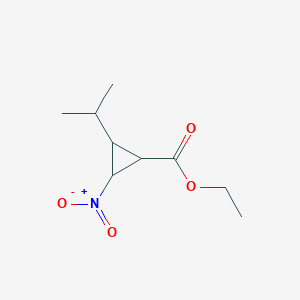 molecular formula C9H15NO4 B064613 Cyclopropanecarboxylic acid, 2-(1-methylethyl)-3-nitro-, ethyl ester (9CI) CAS No. 174574-80-2