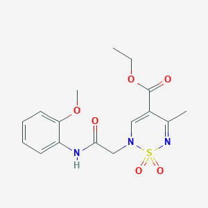 molecular formula C16H19N3O6S B6461973 ethyl 2-[2-(2-methoxyanilino)-2-oxoethyl]-5-methyl-1,1-dioxo-1,2,6-thiadiazine-4-carboxylate CAS No. 2549028-19-3