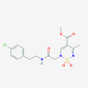molecular formula C16H18ClN3O5S B6461980 methyl 2-[2-[2-(4-chlorophenyl)ethylamino]-2-oxoethyl]-5-methyl-1,1-dioxo-1,2,6-thiadiazine-4-carboxylate CAS No. 2549003-29-2