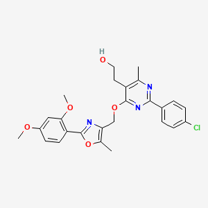 2-[2-(4-chlorophenyl)-4-{[2-(2,4-dimethoxyphenyl)-5-methyl-1,3-oxazol-4-yl]methoxy}-6-methylpyrimidin-5-yl]ethan-1-ol