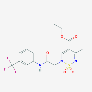 molecular formula C16H16F3N3O5S B6462015 ethyl 5-methyl-1,1-dioxo-2-[2-oxo-2-[3-(trifluoromethyl)anilino]ethyl]-1,2,6-thiadiazine-4-carboxylate CAS No. 2549033-66-9