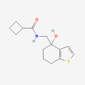 N-[(4-hydroxy-4,5,6,7-tetrahydro-1-benzothiophen-4-yl)methyl]cyclobutanecarboxamide