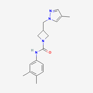 molecular formula C17H22N4O B6462479 N-(3,4-dimethylphenyl)-3-[(4-methyl-1H-pyrazol-1-yl)methyl]azetidine-1-carboxamide CAS No. 2549015-52-1