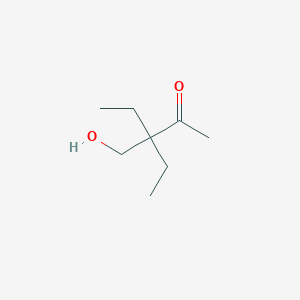 molecular formula C8H16O2 B064625 3-Ethyl-3-(hydroxymethyl)pentan-2-one CAS No. 160193-85-1