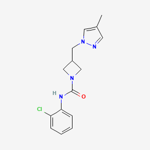 molecular formula C15H17ClN4O B6462506 N-(2-chlorophenyl)-3-[(4-methyl-1H-pyrazol-1-yl)methyl]azetidine-1-carboxamide CAS No. 2549033-02-3