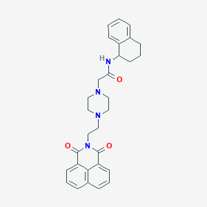 B6462676 2-[4-(2-{2,4-dioxo-3-azatricyclo[7.3.1.0^{5,13}]trideca-1(13),5,7,9,11-pentaen-3-yl}ethyl)piperazin-1-yl]-N-(1,2,3,4-tetrahydronaphthalen-1-yl)acetamide CAS No. 2549053-57-6
