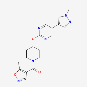 2-{[1-(5-methyl-1,2-oxazole-4-carbonyl)piperidin-4-yl]oxy}-5-(1-methyl-1H-pyrazol-4-yl)pyrimidine