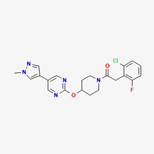 molecular formula C21H21ClFN5O2 B6462943 2-(2-chloro-6-fluorophenyl)-1-(4-{[5-(1-methyl-1H-pyrazol-4-yl)pyrimidin-2-yl]oxy}piperidin-1-yl)ethan-1-one CAS No. 2549062-52-2