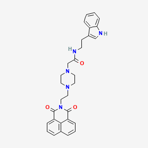 2-[4-(2-{2,4-dioxo-3-azatricyclo[7.3.1.0^{5,13}]trideca-1(13),5,7,9,11-pentaen-3-yl}ethyl)piperazin-1-yl]-N-[2-(1H-indol-3-yl)ethyl]acetamide
