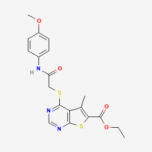 ethyl 4-({[(4-methoxyphenyl)carbamoyl]methyl}sulfanyl)-5-methylthieno[2,3-d]pyrimidine-6-carboxylate