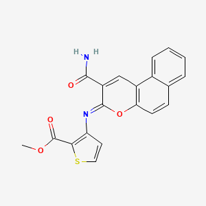 methyl 3-{[(3Z)-2-carbamoyl-3H-benzo[f]chromen-3-ylidene]amino}thiophene-2-carboxylate