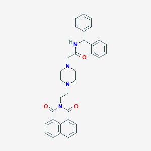 2-[4-(2-{2,4-dioxo-3-azatricyclo[7.3.1.0^{5,13}]trideca-1(13),5,7,9,11-pentaen-3-yl}ethyl)piperazin-1-yl]-N-(diphenylmethyl)acetamide
