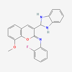 B6463293 (2Z)-3-(2,3-dihydro-1H-1,3-benzodiazol-2-yl)-N-(2-fluorophenyl)-8-methoxy-2H-chromen-2-imine CAS No. 2549133-32-4