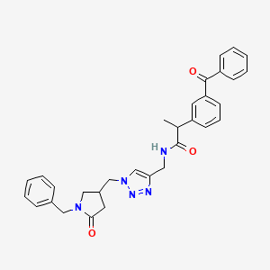 2-(3-benzoylphenyl)-N-({1-[(1-benzyl-5-oxopyrrolidin-3-yl)methyl]-1H-1,2,3-triazol-4-yl}methyl)propanamide