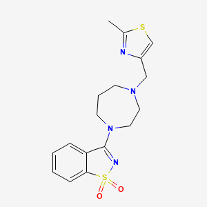 molecular formula C17H20N4O2S2 B6463595 3-[4-[(2-methyl-1,3-thiazol-4-yl)methyl]-1,4-diazepan-1-yl]-1,2-benzothiazole 1,1-dioxide CAS No. 2640903-39-3