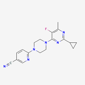 molecular formula C18H19FN6 B6463654 6-[4-(2-cyclopropyl-5-fluoro-6-methylpyrimidin-4-yl)piperazin-1-yl]pyridine-3-carbonitrile CAS No. 2640966-86-3