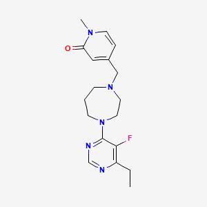 molecular formula C18H24FN5O B6463664 4-{[4-(6-ethyl-5-fluoropyrimidin-4-yl)-1,4-diazepan-1-yl]methyl}-1-methyl-1,2-dihydropyridin-2-one CAS No. 2640889-62-7