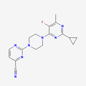 molecular formula C17H18FN7 B6463793 2-[4-(2-cyclopropyl-5-fluoro-6-methylpyrimidin-4-yl)piperazin-1-yl]pyrimidine-4-carbonitrile CAS No. 2640964-31-2