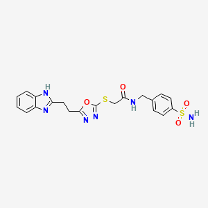 molecular formula C20H20N6O4S2 B6463811 2-({5-[2-(1H-1,3-benzodiazol-2-yl)ethyl]-1,3,4-oxadiazol-2-yl}sulfanyl)-N-[(4-sulfamoylphenyl)methyl]acetamide CAS No. 1327241-09-7