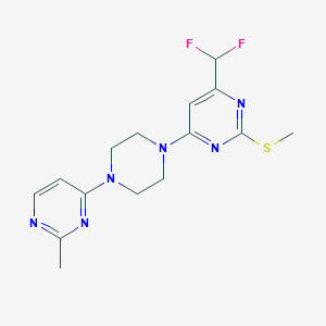 molecular formula C15H18F2N6S B6463856 4-(difluoromethyl)-6-[4-(2-methylpyrimidin-4-yl)piperazin-1-yl]-2-(methylsulfanyl)pyrimidine CAS No. 2640944-75-6