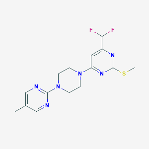 molecular formula C15H18F2N6S B6463873 4-(difluoromethyl)-6-[4-(5-methylpyrimidin-2-yl)piperazin-1-yl]-2-(methylsulfanyl)pyrimidine CAS No. 2640944-80-3