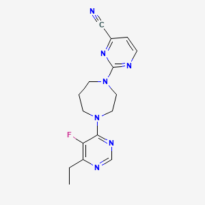 molecular formula C16H18FN7 B6463886 2-[4-(6-ethyl-5-fluoropyrimidin-4-yl)-1,4-diazepan-1-yl]pyrimidine-4-carbonitrile CAS No. 2640846-41-7