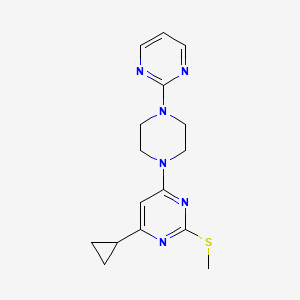 molecular formula C16H20N6S B6463937 4-cyclopropyl-2-(methylsulfanyl)-6-[4-(pyrimidin-2-yl)piperazin-1-yl]pyrimidine CAS No. 2640963-27-3
