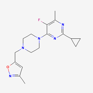 molecular formula C17H22FN5O B6463984 2-cyclopropyl-5-fluoro-4-methyl-6-{4-[(3-methyl-1,2-oxazol-5-yl)methyl]piperazin-1-yl}pyrimidine CAS No. 2640885-97-6