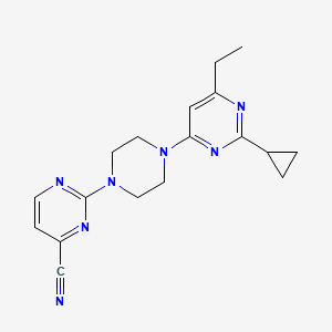 molecular formula C18H21N7 B6464034 2-[4-(2-cyclopropyl-6-ethylpyrimidin-4-yl)piperazin-1-yl]pyrimidine-4-carbonitrile CAS No. 2640874-66-2