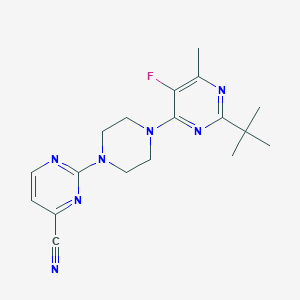 molecular formula C18H22FN7 B6464064 2-[4-(2-tert-butyl-5-fluoro-6-methylpyrimidin-4-yl)piperazin-1-yl]pyrimidine-4-carbonitrile CAS No. 2640886-47-9